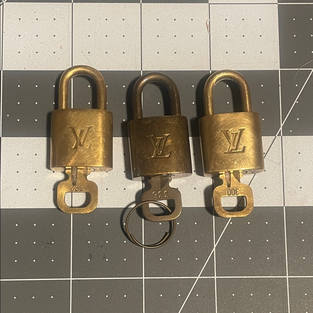 Louis Vuitton Brass-tone Padlocks in Antique Gold
